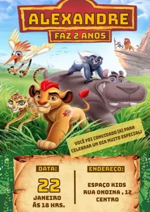 Convite Aniversário A Guarda do Leão com Personagens para Editar