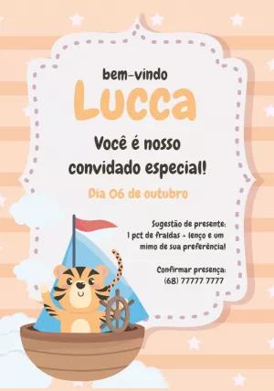 Convite Chá de Bebê Tigre Marinheiro para Editar Online
