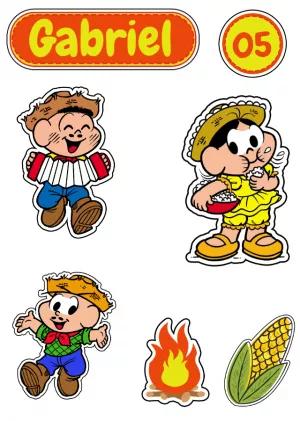 Topo de Bolo Festa Junina Turma da Mônica para Editar e Imprimir