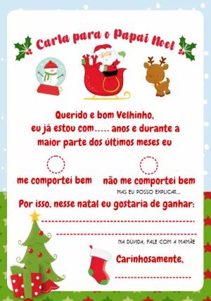 Carta para o Papai Noel Editável para Preencher e Imprimir