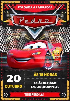 Convite de Aniversário Carros Relâmpago McQueen para Editar