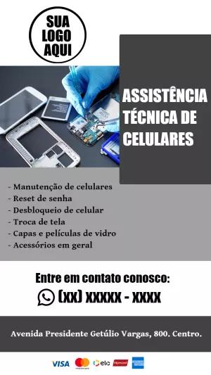 Panfleto Assistência Técnica de Celulares para Editar Online