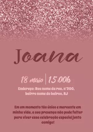 Convite de Aniversário Glitter Rosé Gold para Editar Online