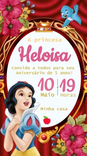 Convite de Aniversário Branca de Neve para Editar Online