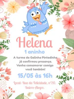 Convite Aniversário Galinha Pintadinha Candy para Editar Online