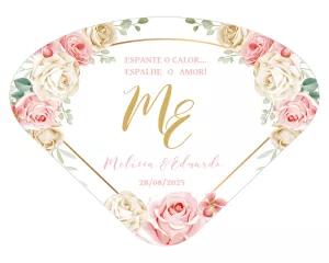 Leque Ventarola de Casamento Floral para Editar Online