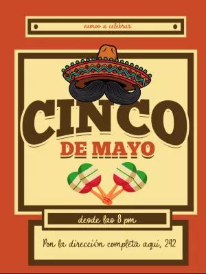 Convite Cinco de Mayo com Sombrero e Bigode para Editar Online