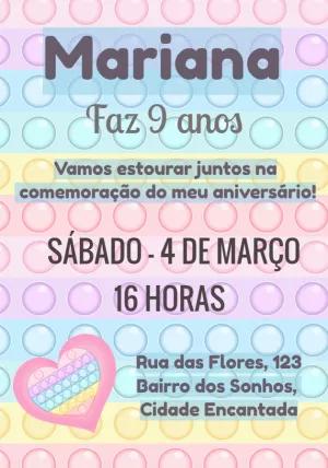 Convite de Aniversário Pop It Colorido para Editar Online