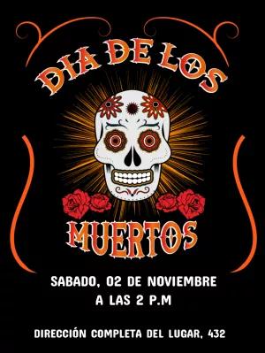 Invitación Día de los Muertos con Calavera para Editar Online