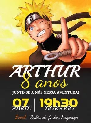 Convite de Aniversário Naruto para Editar Online