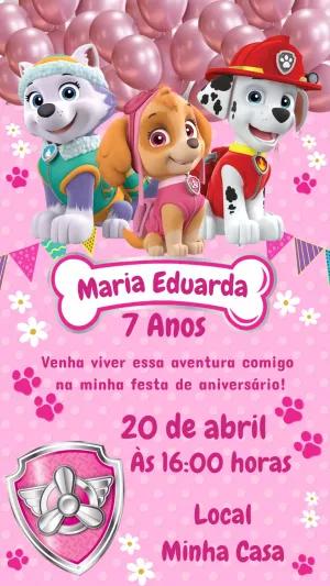 Convite de Aniversário Skye Patrulha Canina para Editar Online