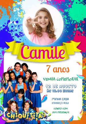 Convite Aniversário Chiquititas com Foto para Editar Online