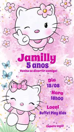 Convite de Aniversário Hello Kitty para Editar Online