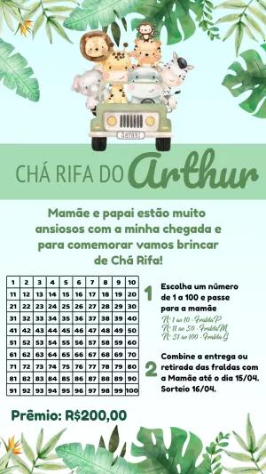 Rifa Chá de Bebê Safari com Animais para Editar Online