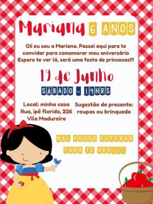 Convite de Aniversário Branca de Neve para Editar Online