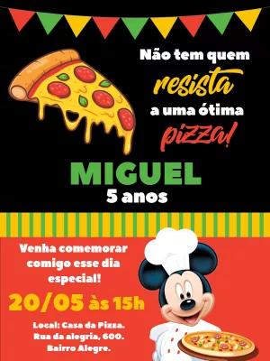 Convite Aniversário Pizzaria do Mickey Mouse para Editar Online