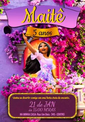 Convite de Aniversário Isabela Encanto para Editar Online