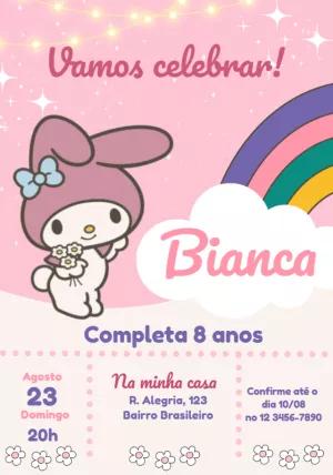 Convite Aniversário My Melody para Editar Online