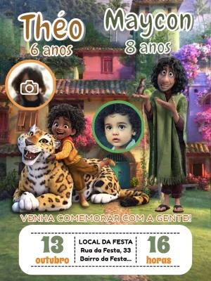 Convite Aniversário Duplo Encanto com Foto para Editar Online