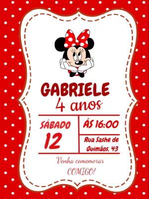 Convite de Aniversário Minnie Mouse Vermelha para Editar Online