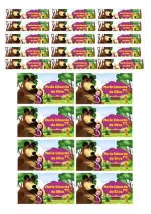 Etiqueta Escolar Masha e o Urso com Personagens para Editar