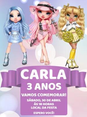 Convite de Aniversário Rainbow High para Editar Online