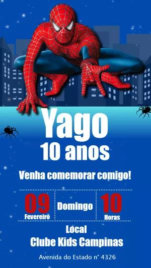 Convite Aniversário Homem Aranha para Editar Online