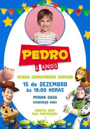 Convite de Aniversário Toy Story com Foto para Editar Online
