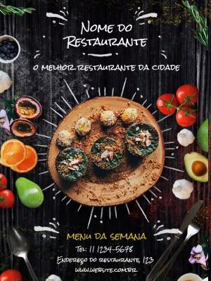 Folheto de Restaurante com Foto para Editar e Imprimir