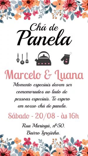 Convite Chá de Panela Floral Delicado para Editar Online