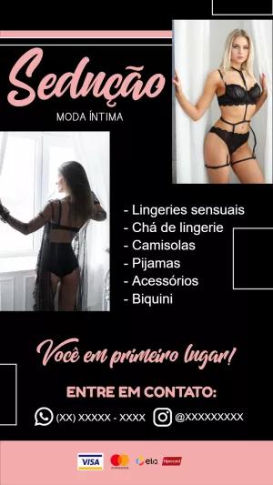 Cartão de Visita Moda Íntima Elegante para Editar Online