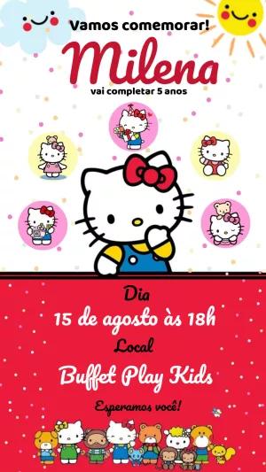 Convite de Aniversário Hello Kitty para Editar Online