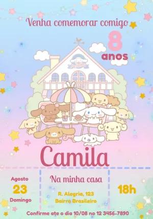 Convite de Aniversário Cinnamoroll Fofo para Editar Online