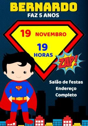 Convite de Aniversário Super Homem para Editar Online