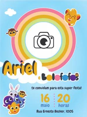 Convite de Aniversário Bolofofos com Foto para Editar Online