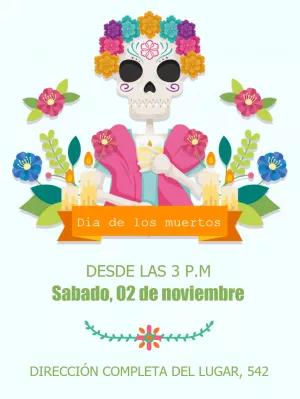 Invitación Día de los Muertos con Calavera para Editar Online