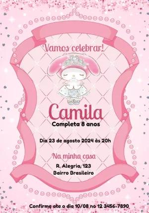 Convite de Aniversário My Melody Princesa para Editar Online