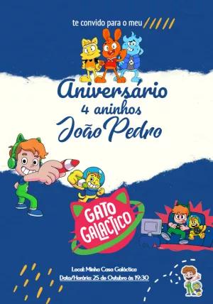 Convite de Aniversário Gato Galáctico para Editar Online