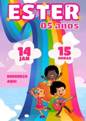 Convite Aniversário 3 Palavrinhas para Editar Online