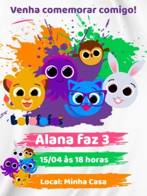 Convite de Aniversário Bolofofos para Editar Online