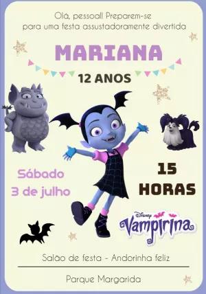 Convite de Aniversário Vampirina para Editar Online