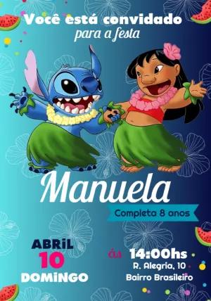 Convite de Aniversário Lilo e Stitch Editável Online