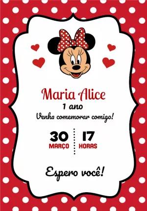 Convite de Aniversário Minnie Mouse Vermelha para Editar Online