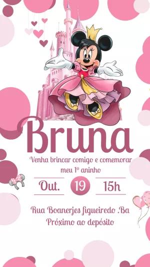 Convite Aniversário Minnie Princesa para Editar Online