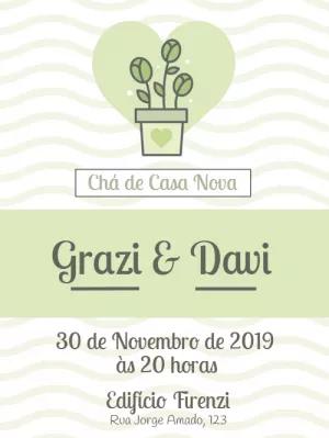 Convite Chá de Casa Nova com Plantinha para Editar Online