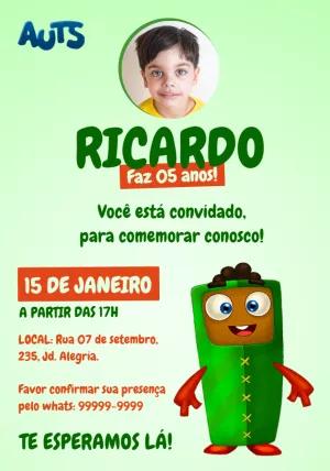 Convite Aniversário Auts com Foto para Editar Online