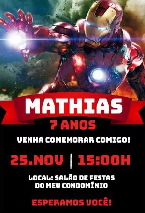 Convite de Aniversário Homem de Ferro Editável Online