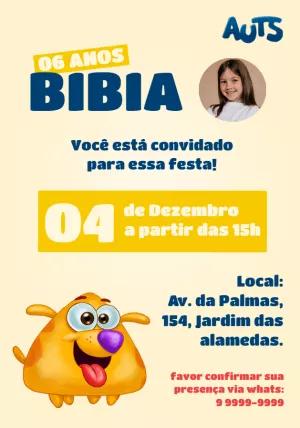 Convite Aniversário Infantil Auts com Foto para Editar Online