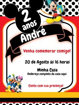 Convite Aniversário Mickey Mouse para Editar Online