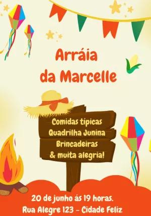 Convite Arráia de Festa Junina com elementos típicos para Editar